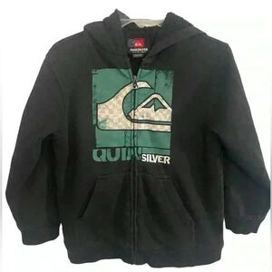 Quicksilver Boys Hooded Sweatshirt Zip Up Lined Jacket Size 5